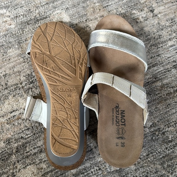 NAOT Silver White low Wedge Shoes with Comfort Design - slide on - 39 (US8) - Picture 7 of 7